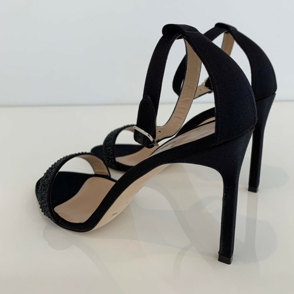 MANOLO BLAHNIK BLACK CRYSTAL SANDALS 7.5 NEW! - Picture 7 of 17